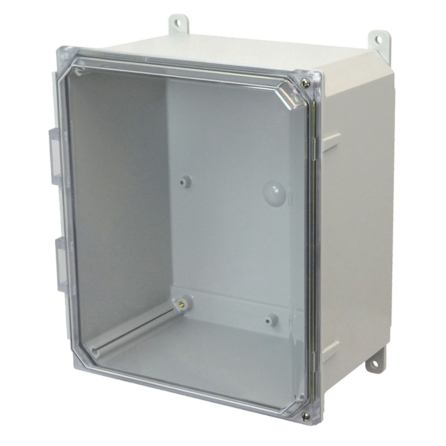 AMP1206CCH Polycarbonate enclosure with 2screw hinged clear cover