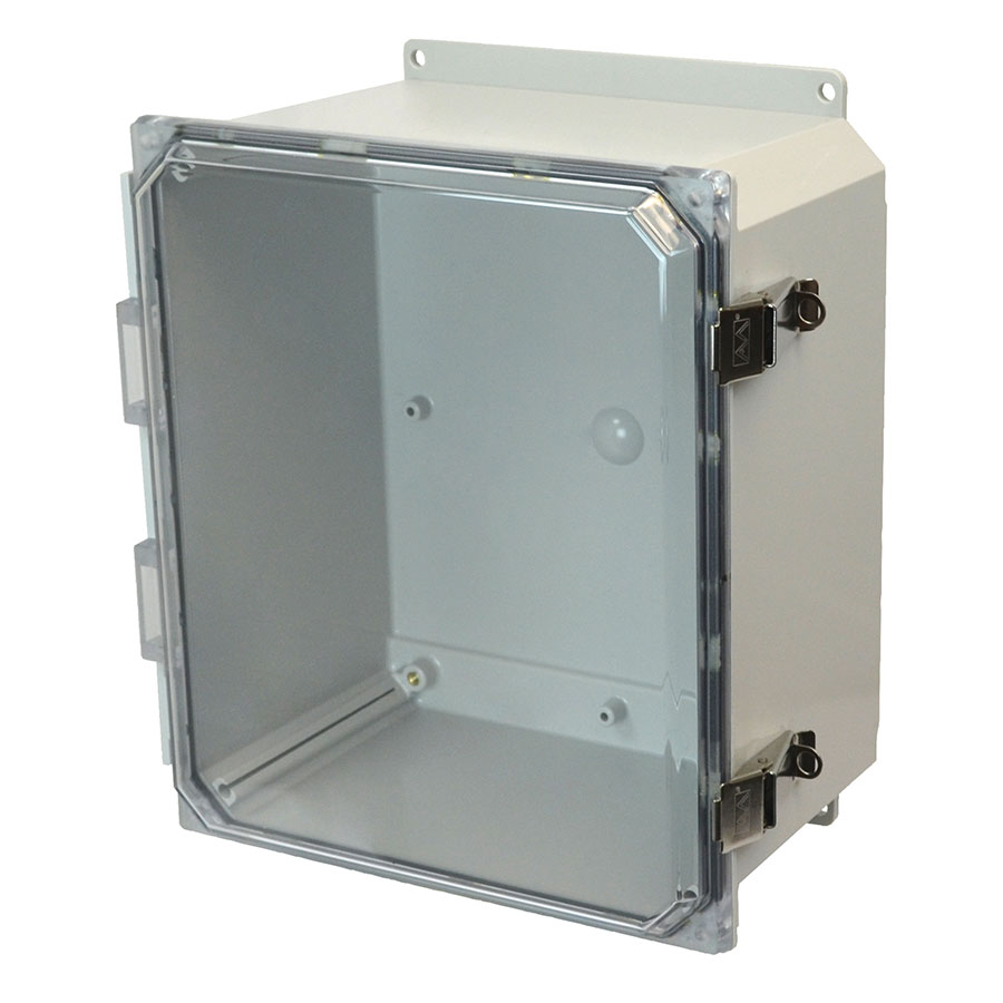 AMP1206CCLF Polycarbonate enclosure with hinged clear cover and snap latch