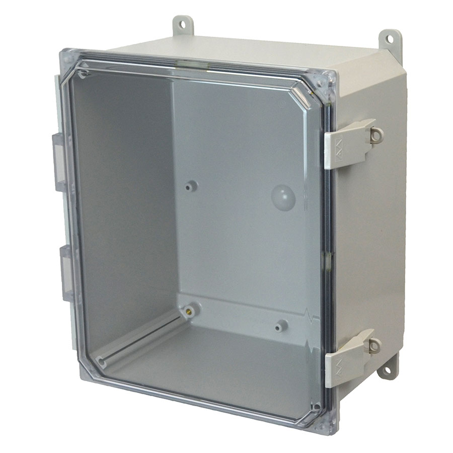 AMP1426CCNL Polycarbonate enclosure with hinged clear cover and nonmetal snap latch