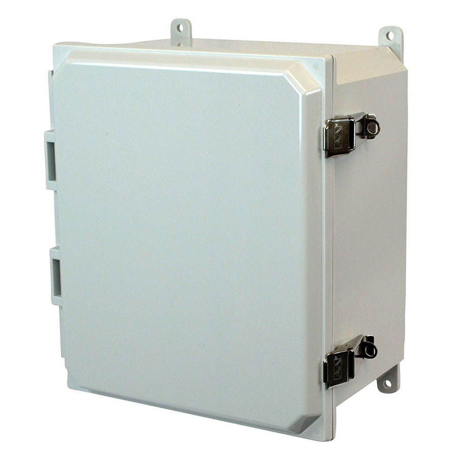 AMP1426L Polycarbonate enclosure with hinged cover and snap latch