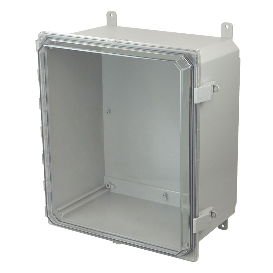 AMP1648CCNL Polycarbonate enclosure with hinged clear cover and nonmetal snap latch