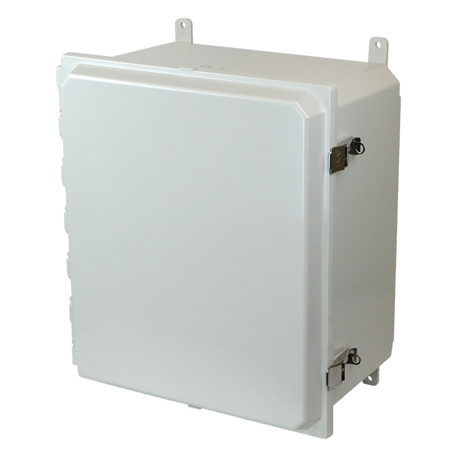 AMP1648L Polycarbonate enclosure with hinged cover and snap latch