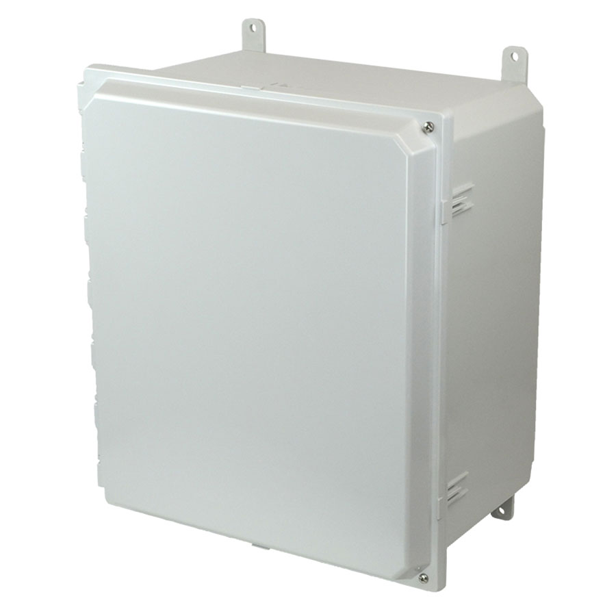 AMP1860H Polycarbonate enclosure with 2screw hinged cover
