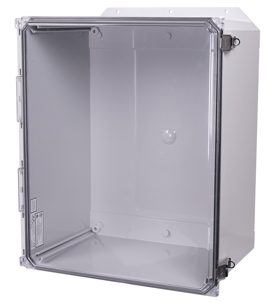 AMP2060CCLF Polycarbonate enclosure with hinged clear cover and snap latch