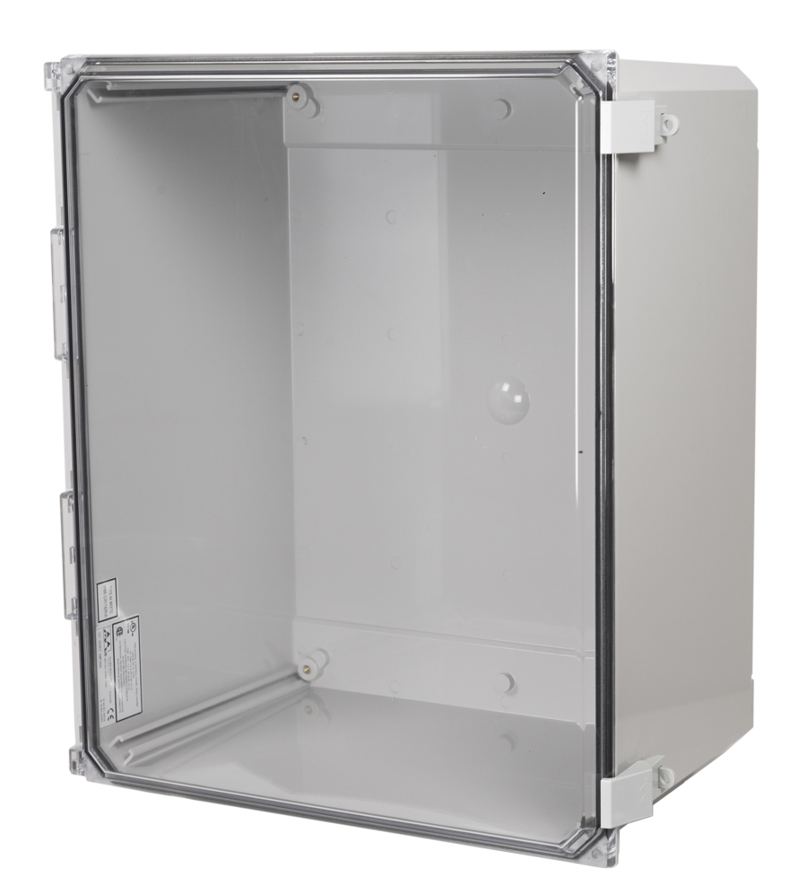 AMP2060CCNL Polycarbonate enclosure with hinged clear cover and nonmetal snap latch