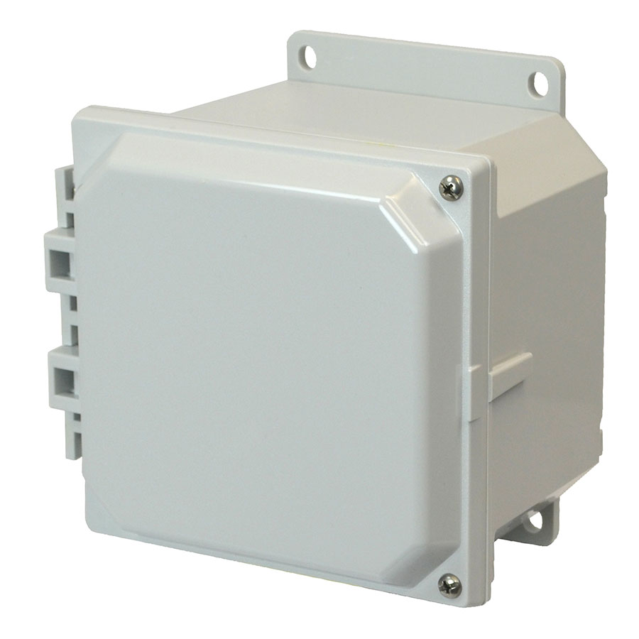 AMP664HF Polycarbonate enclosure with 2screw hinged cover