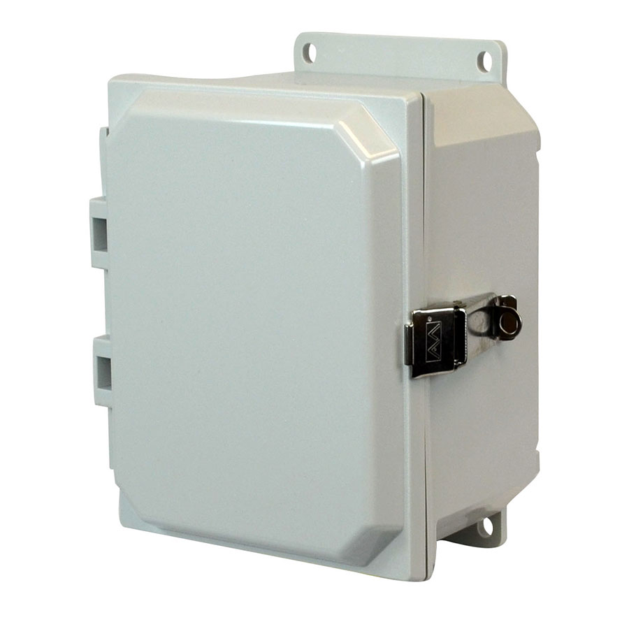 AMP864LF Polycarbonate enclosure with hinged cover and snap latch