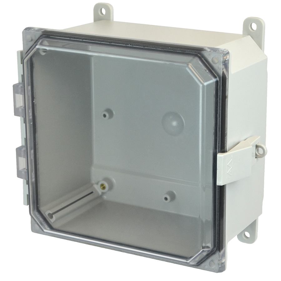 AMP884CCNL Polycarbonate enclosure with hinged clear cover and nonmetal snap latch