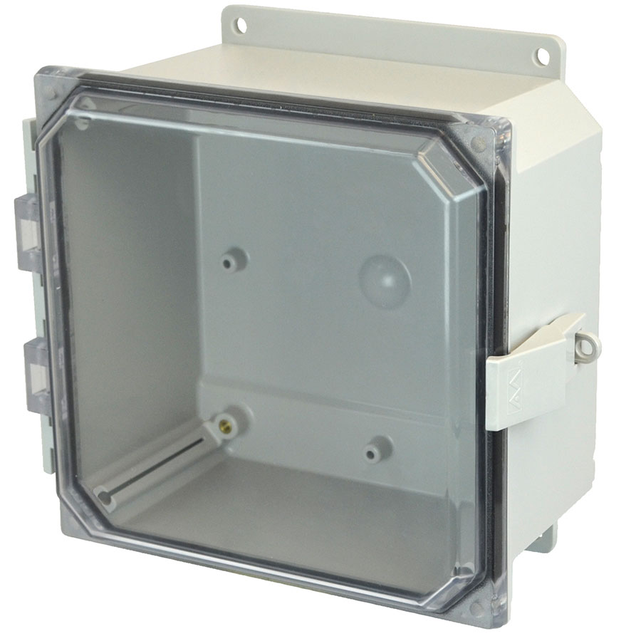 AMP884CCNLF Polycarbonate enclosure with hinged clear cover and nonmetal snap latch
