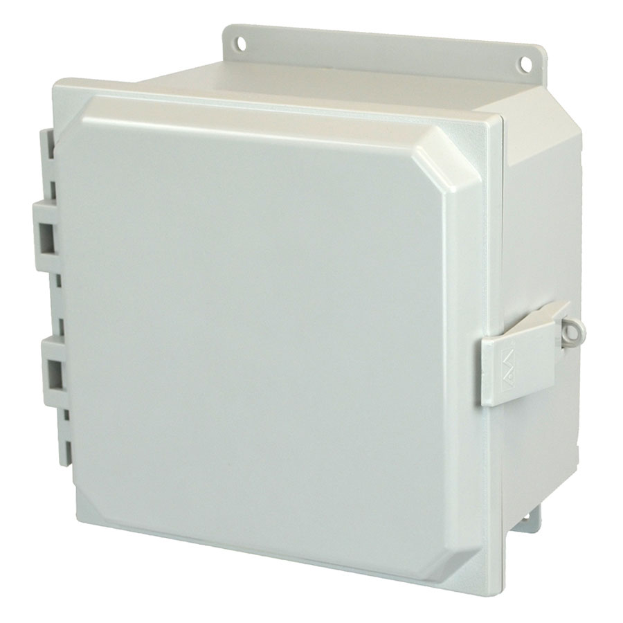 AMP884NLF Polycarbonate enclosure with hinged cover and nonmetal snap latch