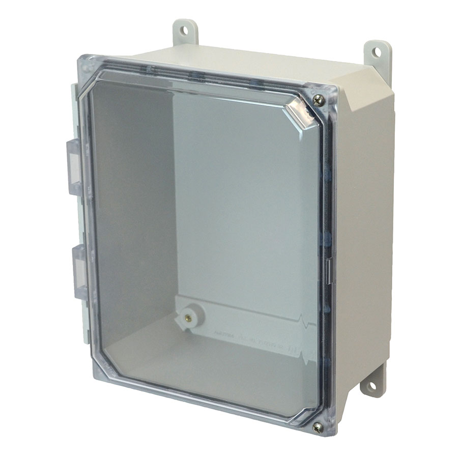 AMU1084CCH Fiberglass enclosure with 2screw hinged clear cover