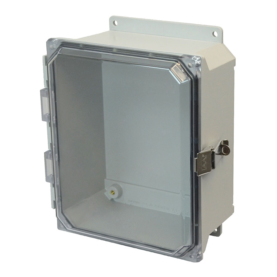 AMU1084CCLF Fiberglass enclosure with hinged clear cover and snap latch