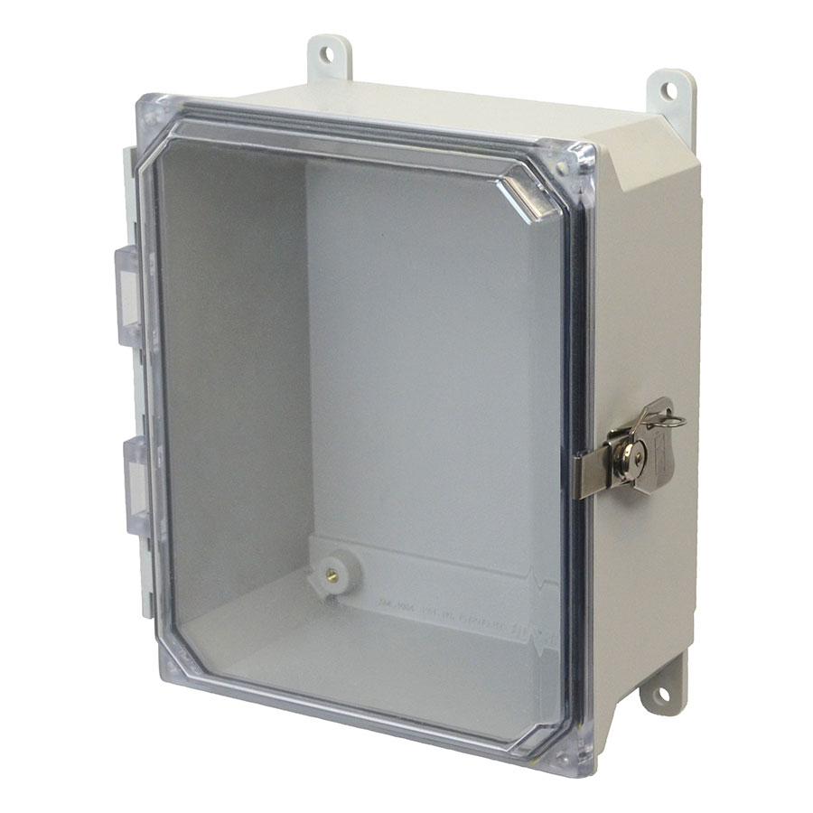 AMU1084CCT Fiberglass enclosure with hinged clear cover and twist latch