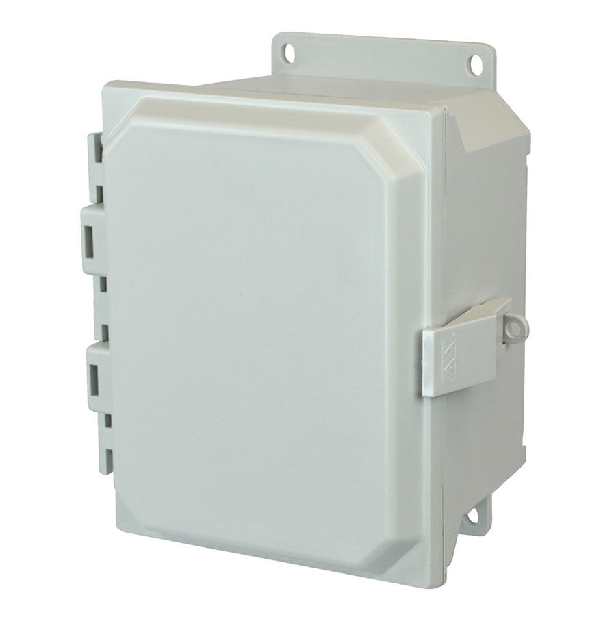 AMU1084NLF Fiberglass enclosure with hinged cover and nonmetal snap latch