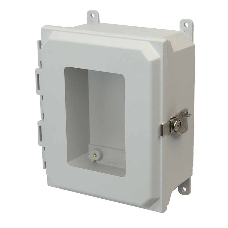 AMU1084TW Fiberglass enclosure with hinged window cover and twist latch