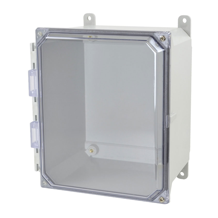 AMU1086CCH Fiberglass enclosure with 2screw hinged clear cover