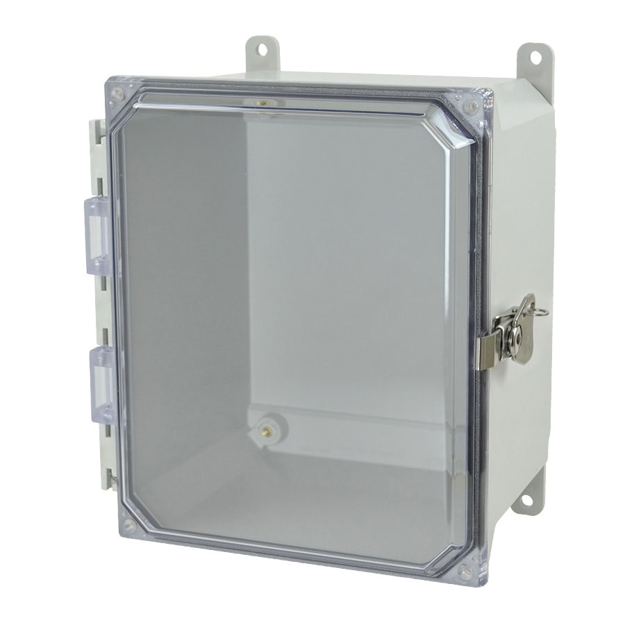 AMU1086CCT Fiberglass enclosure with hinged clear cover and twist latch