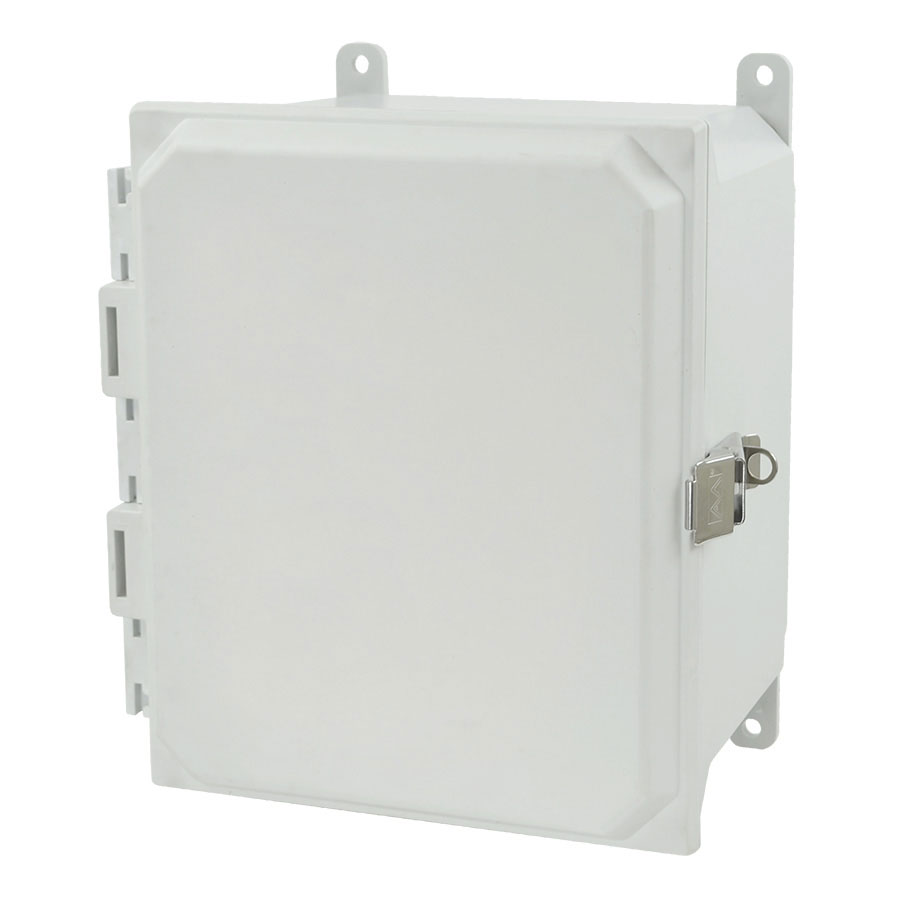 AMU1086L Fiberglass enclosure with hinged cover and snap latch