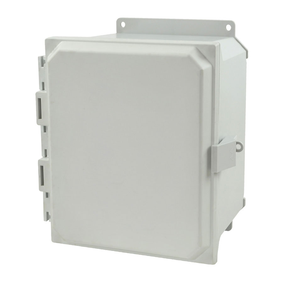 AMU1086NLF Fiberglass enclosure with hinged cover and nonmetal snap latch