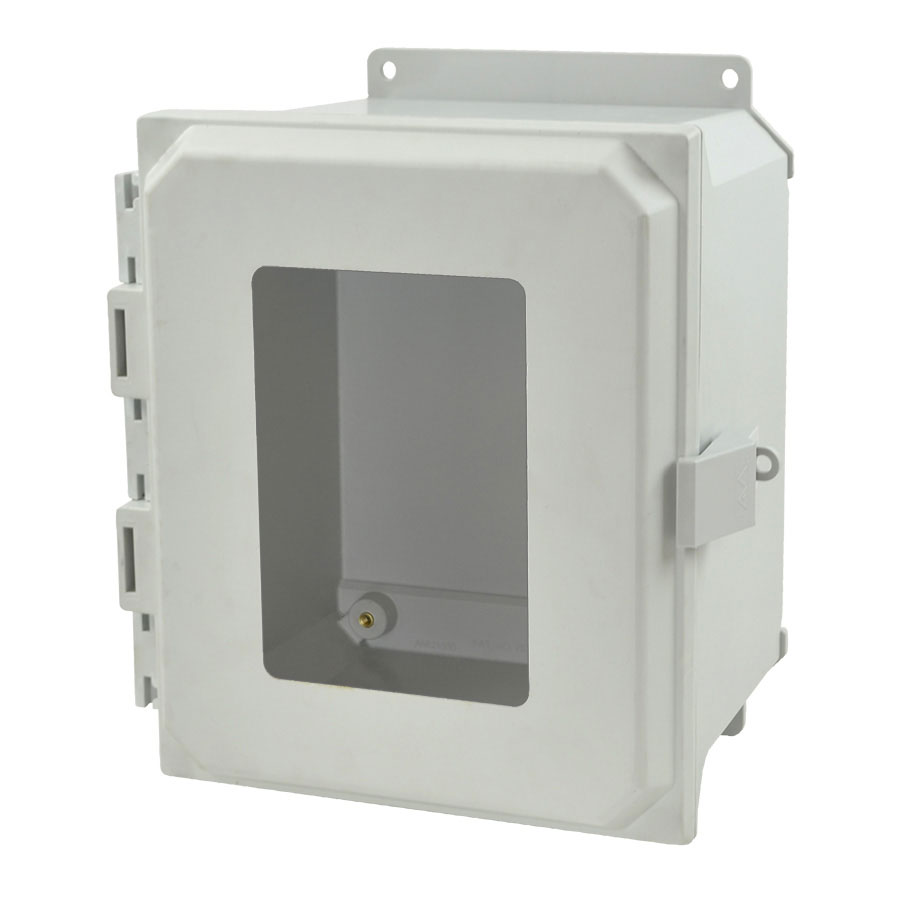 AMU1086NLWF Fiberglass enclosure with hinged window cover and nonmetal snap latch