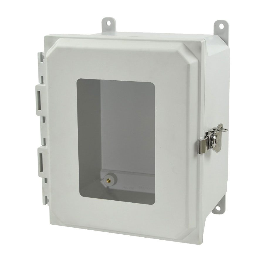 AMU1086TW Fiberglass enclosure with hinged window cover and twist latch