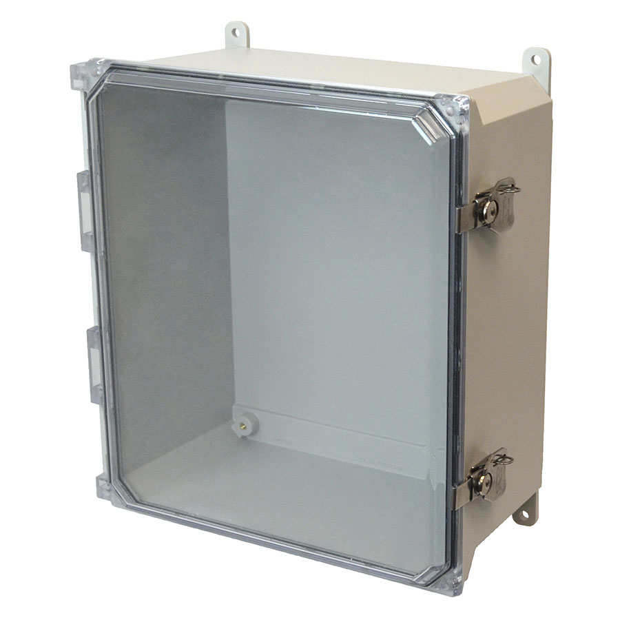 AMU1206CCT Fiberglass enclosure with hinged clear cover and twist latch