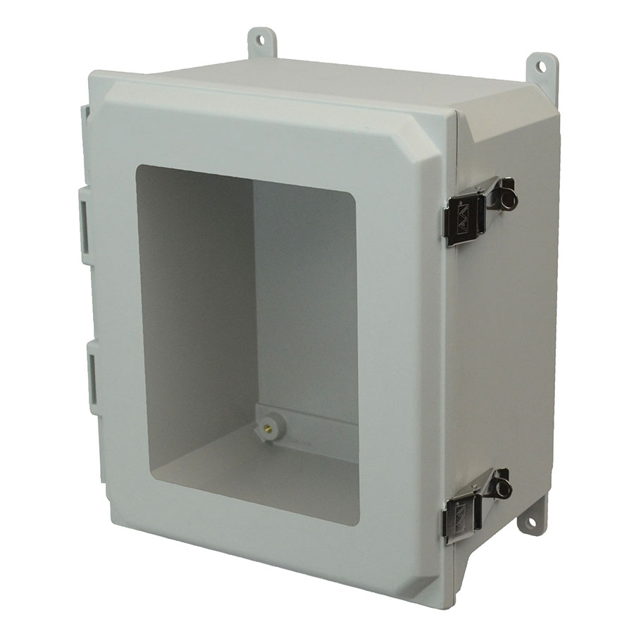 AMU1206LW Fiberglass enclosure with hinged window cover and snap latch