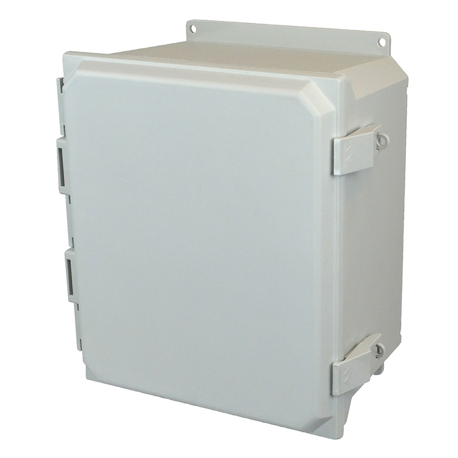 AMU1206NLF Fiberglass enclosure with hinged cover and nonmetal snap latch