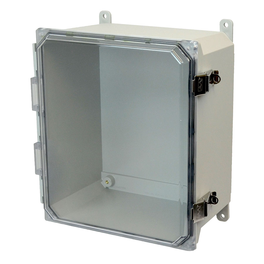 AMU1426CCL Fiberglass enclosure with hinged clear cover and snap latch
