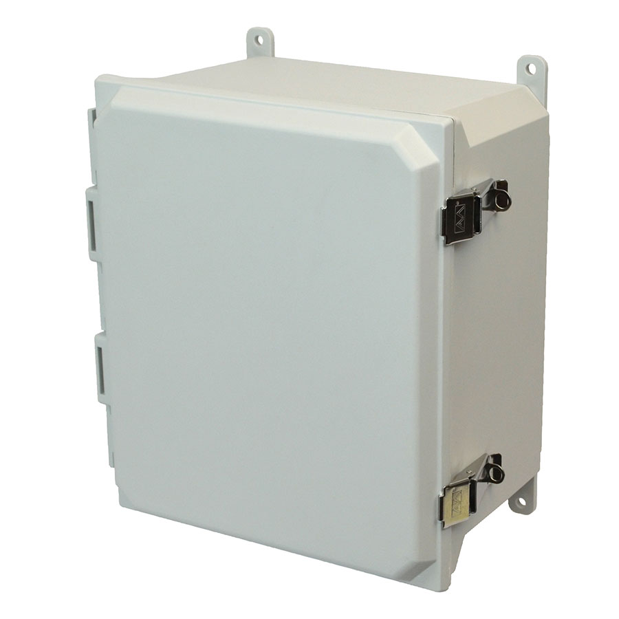 AMU1426L Fiberglass enclosure with hinged cover and snap latch