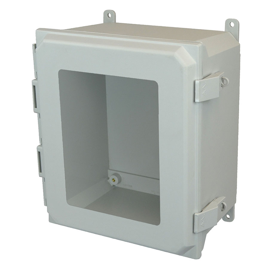 AMU1426NLW Fiberglass enclosure with hinged window cover and nonmetal snap latch