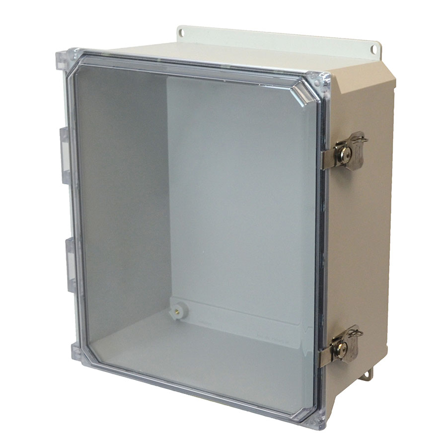 AMU1648CCTF Fiberglass enclosure with hinged clear cover and twist latch
