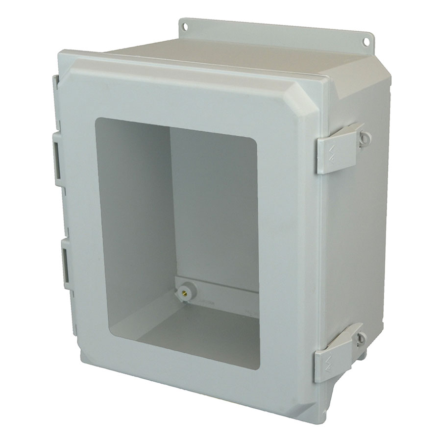 AMU1648NLWF Fiberglass enclosure with hinged window cover and nonmetal snap latch
