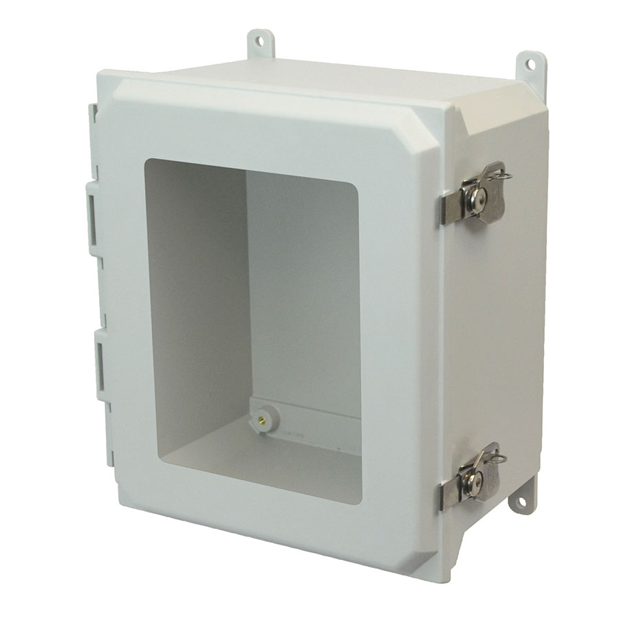 AMU1860TW Fiberglass enclosure with hinged window cover and twist latch