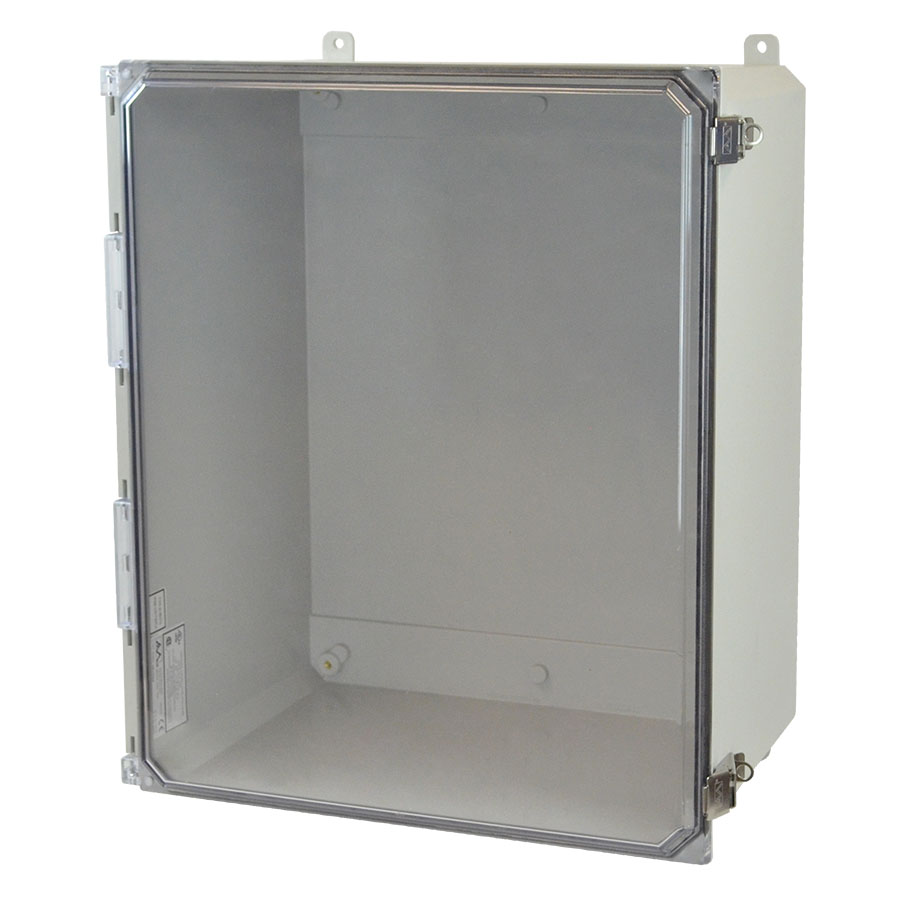 AMU2060CCL Fiberglass enclosure with hinged clear cover and snap latch