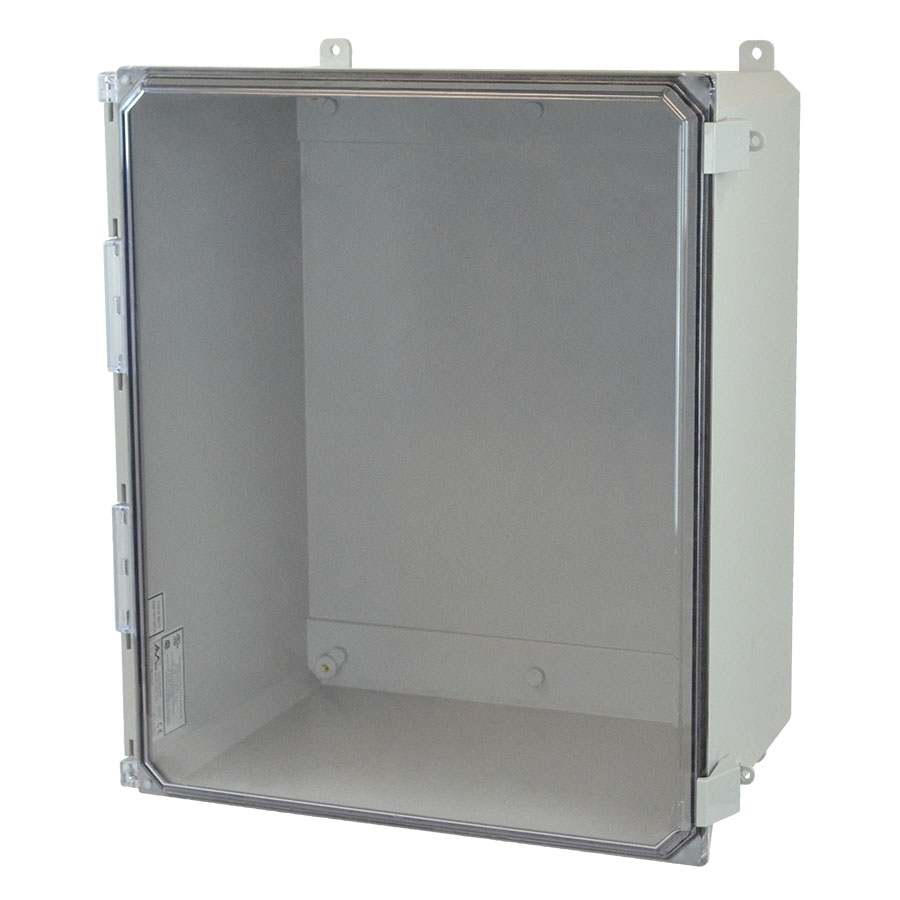 AMU2060CCNL Fiberglass enclosure with hinged clear cover and nonmetal snap latch