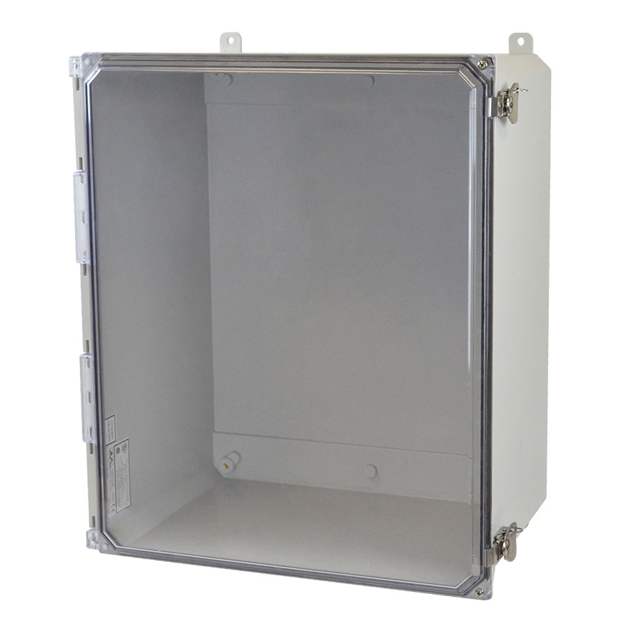 AMU2060CCT Fiberglass enclosure with hinged clear cover and twist latch