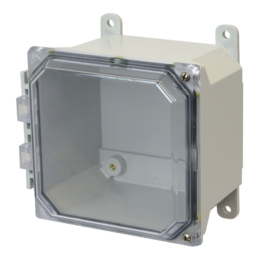 AMU664CCH Fiberglass enclosure with 2screw hinged clear cover