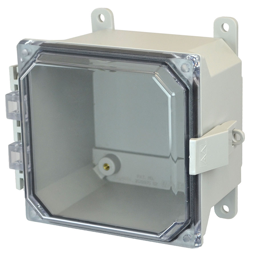 AMU664CCNL Fiberglass enclosure with hinged clear cover and nonmetal snap latch