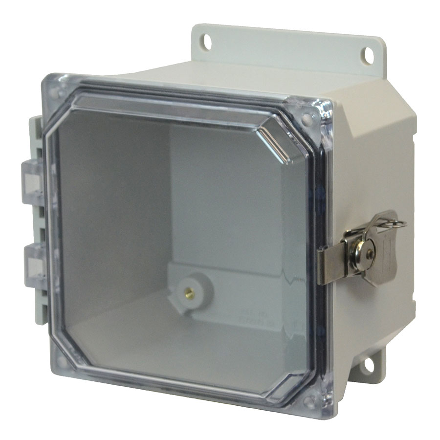 AMU664CCTF Fiberglass enclosure with hinged clear cover and twist latch
