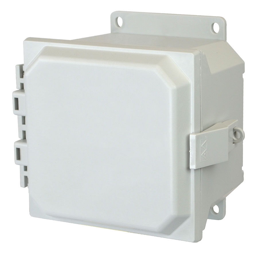 AMU664NLF Fiberglass enclosure with hinged cover and nonmetal snap latch