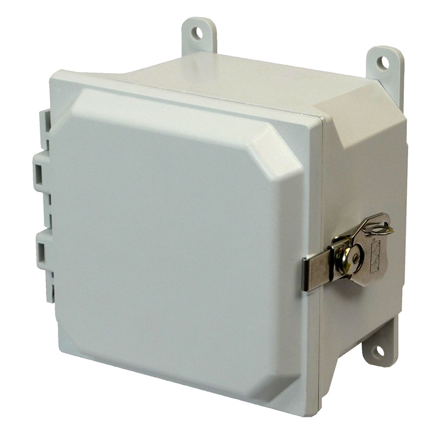 AMU664T Fiberglass enclosure with hinged cover and twist latch