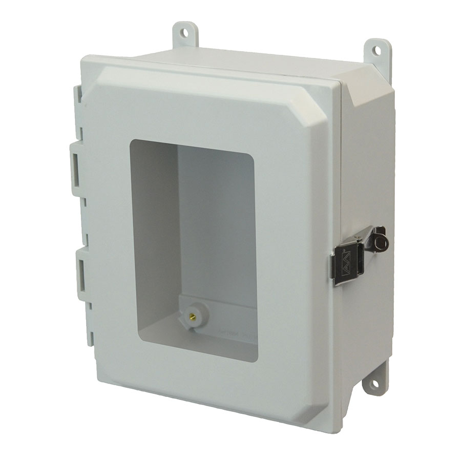 AMU864LW Fiberglass enclosure with hinged window cover and snap latch
