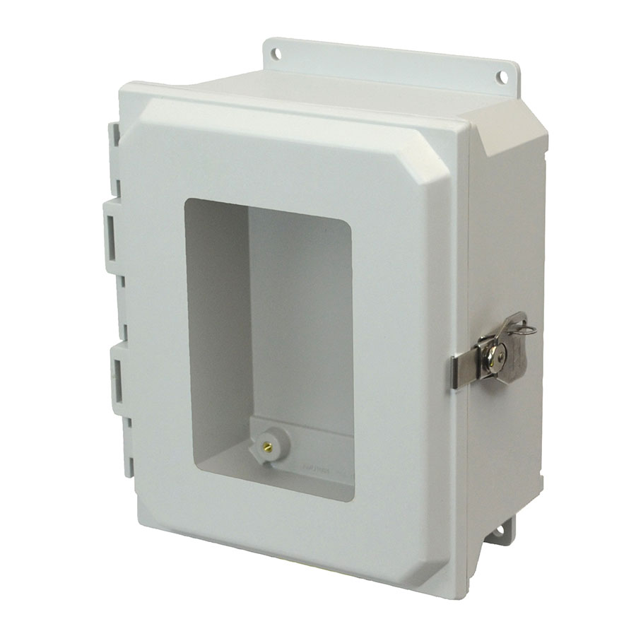 AMU864TWF Fiberglass enclosure with hinged window cover and twist latch