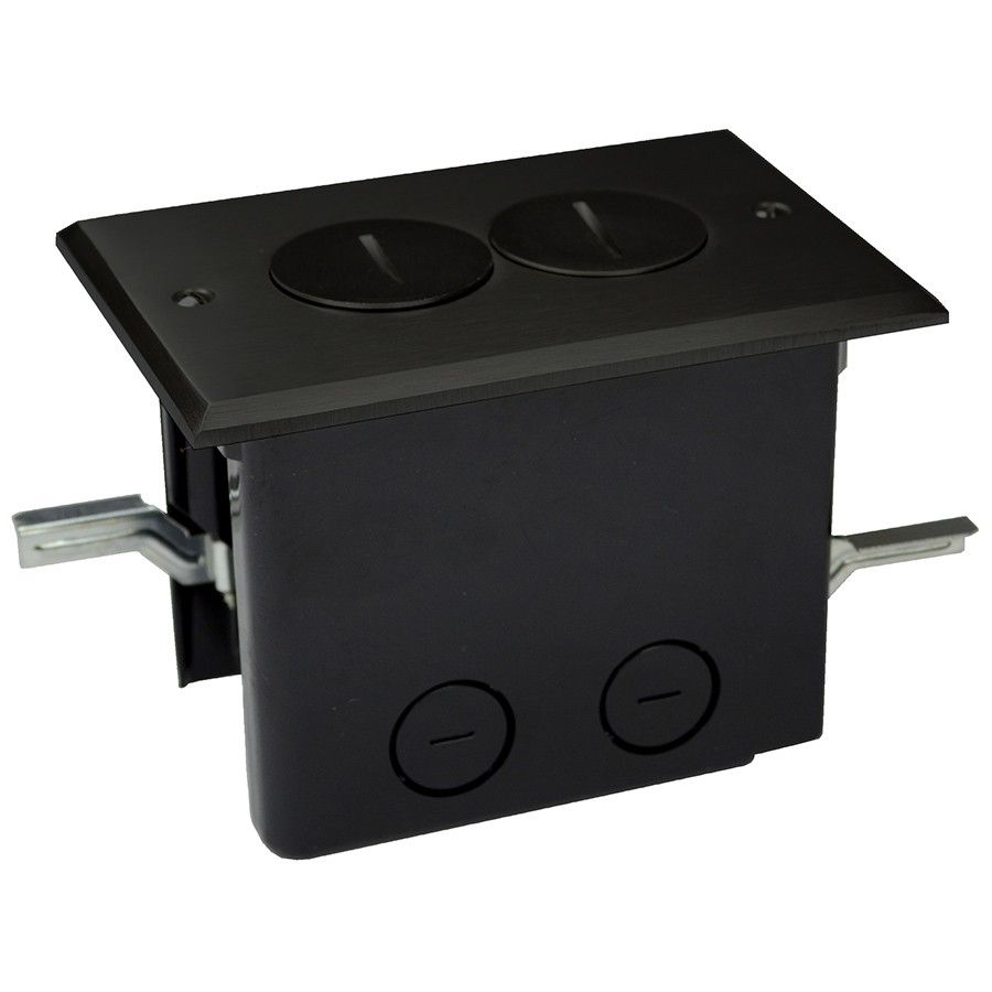 FB-2DB Single gang floor box assembly with dark bronze cover finish screw plug device covers
