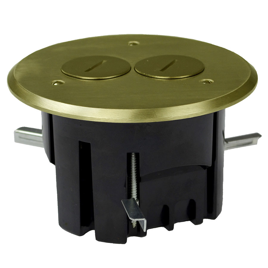 FB-3 Round floor box assembly with brass cover finish screw plug device covers