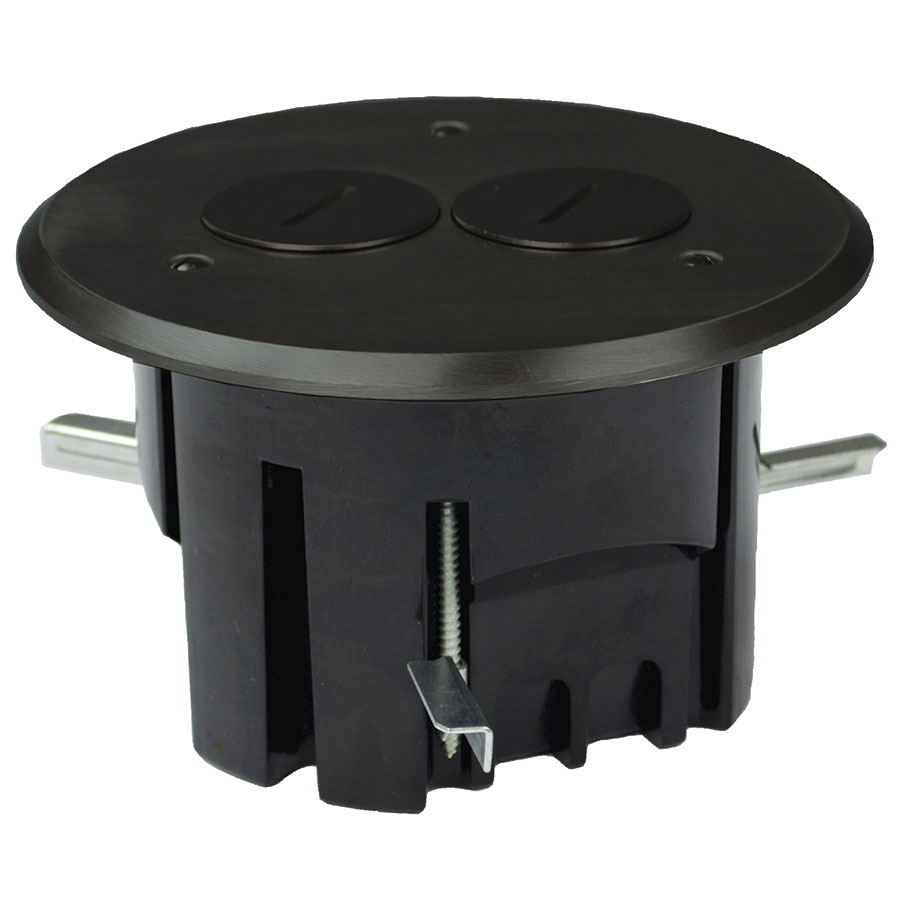 FB-3DB Round floor box assembly with dark bronze cover finish screw plug device covers