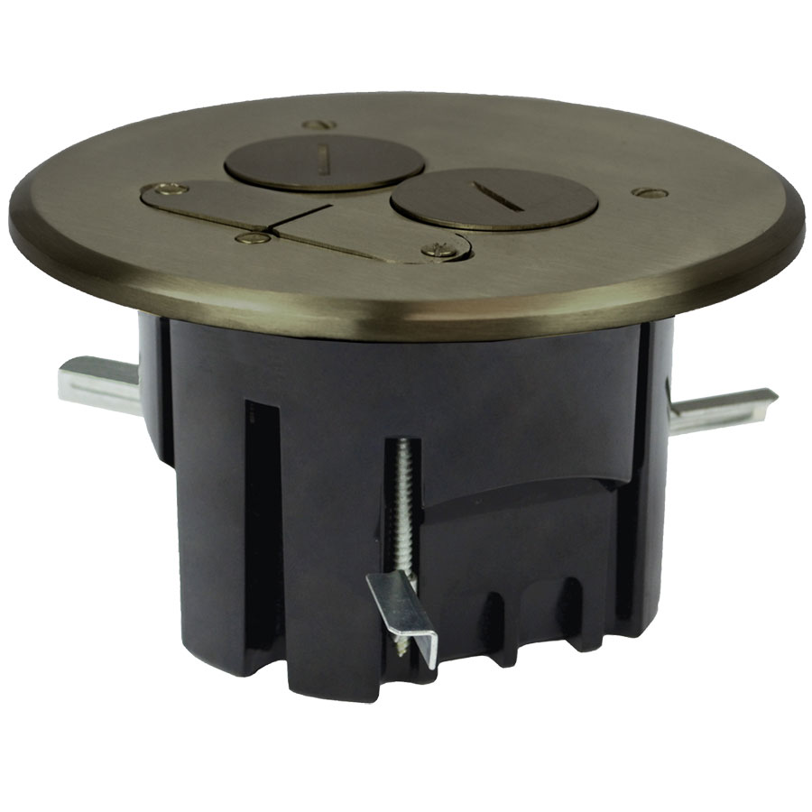 FB-4N Round floor box assembly with nickel cover finish screw plug device covers low voltage