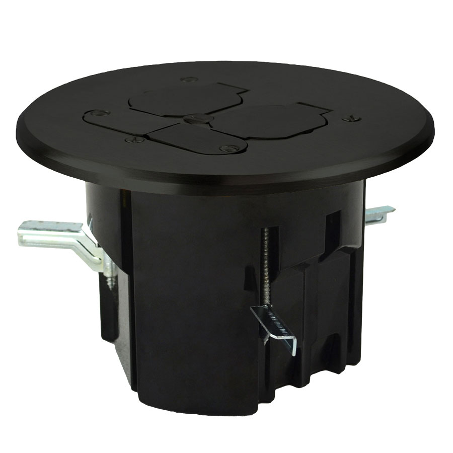 FB-8DB Round floor box assembly with dark bronze cover finish flip lid device covers low voltage