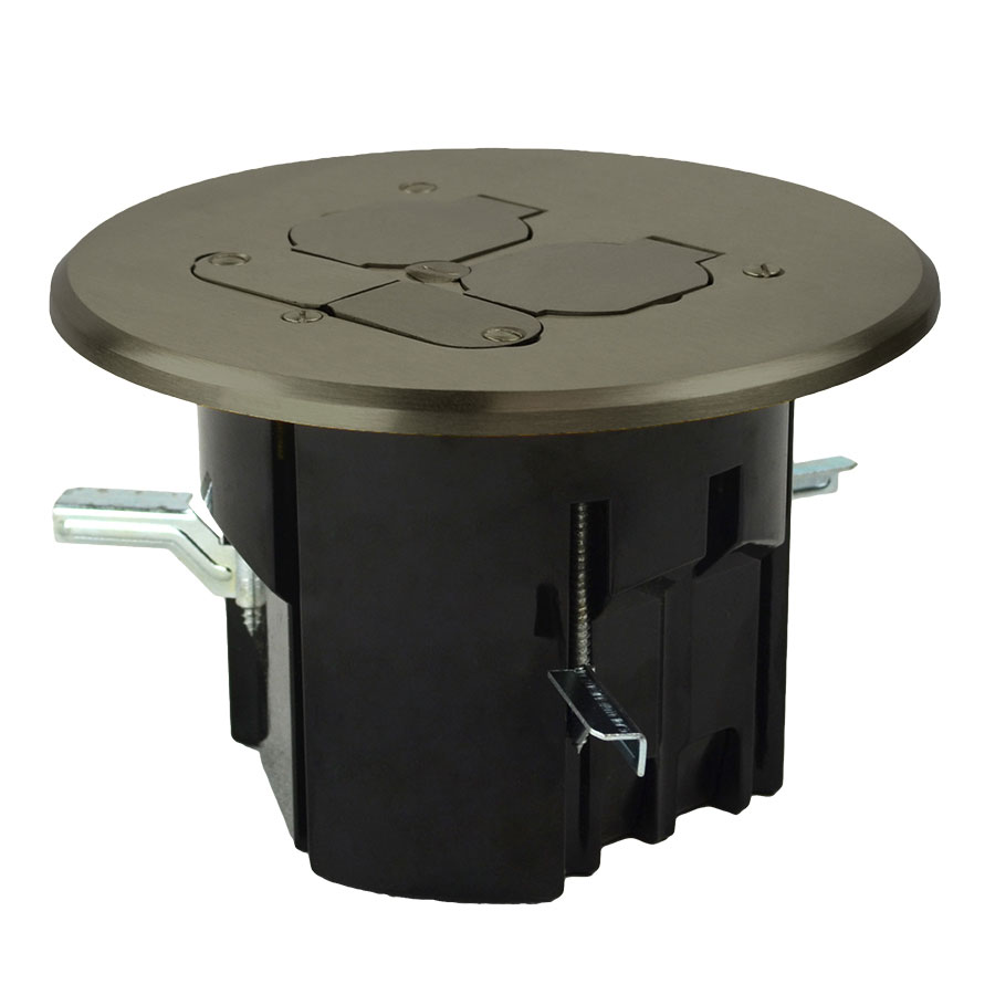 FB-8N Round floor box assembly with nickel cover finish flip lid device covers low voltage
